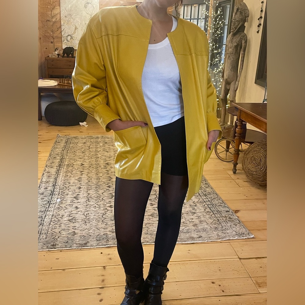 Genuine Vintage Givenchy Leather Jacket Yellow Sz Med Great Condition! Soft. - Picture 14 of 15